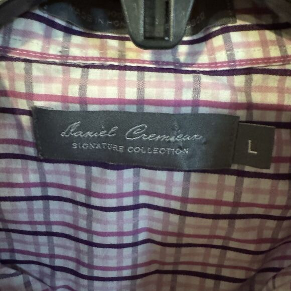 Daniel Cremieux Men's L Plaid Short Sleeve Button Down Shirt Pink Purple White - Picture 3 of 7